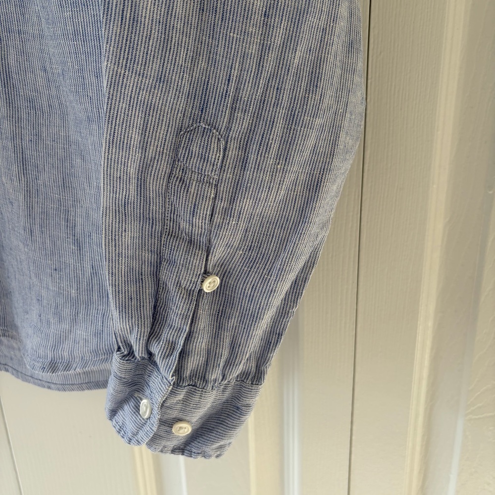 Muji Light Blue Linen Button-Down Shirt - Picture 5 of 13